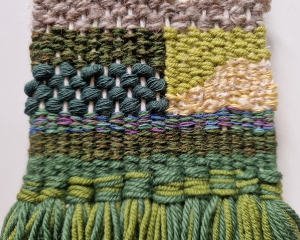 green and cream woven landscape