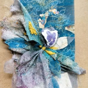 Collaged Fabric Fragments + Threads - A Delicate Wall Hanging