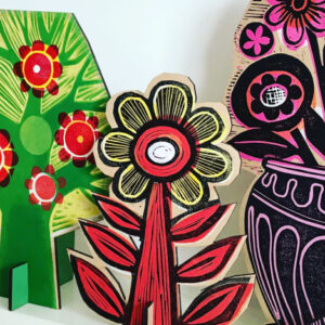 Printed & Collaged Wooden Ornaments