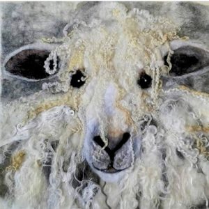 Wet Felted Sheep Picture - Painting with Fibres